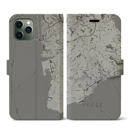 【八重瀬（沖縄県）】地図柄iPhoneケース（手帳タイプ）モノトーン・iPhone 11 Pro 用