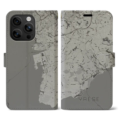 【八重瀬（沖縄県）】地図柄iPhoneケース（手帳タイプ）モノトーン・iPhone 16 用