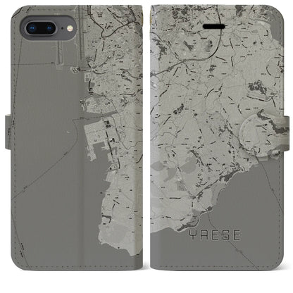 【八重瀬（沖縄県）】地図柄iPhoneケース（手帳タイプ）モノトーン・iPhone 8Plus /7Plus / 6sPlus / 6Plus 用