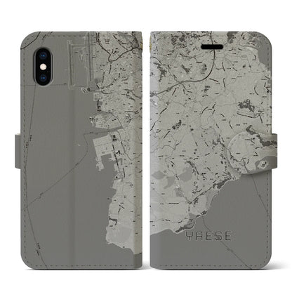 【八重瀬（沖縄県）】地図柄iPhoneケース（手帳タイプ）モノトーン・iPhone XS / X 用