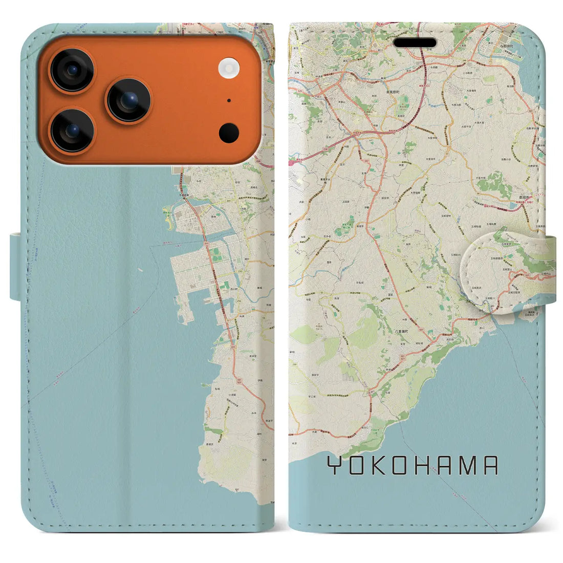【八重瀬（沖縄県）】地図柄iPhoneケース（手帳タイプ）モノトーン・iPhone 17 Pro Max 用