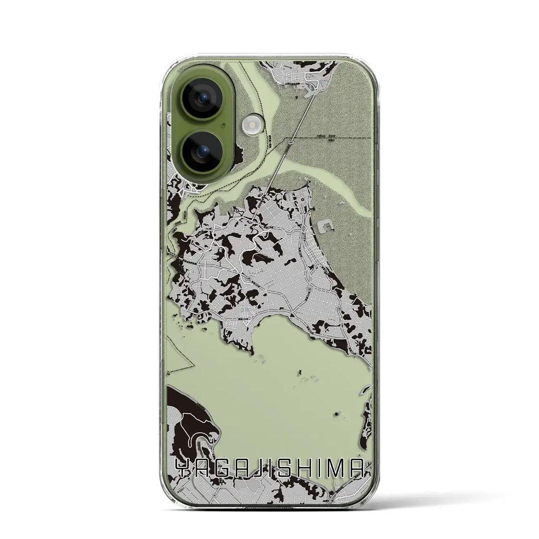 【屋我地島（沖縄県）】地図柄iPhoneケース（クリアタイプ）モノトーン・iPhone 17 Pro Max 用