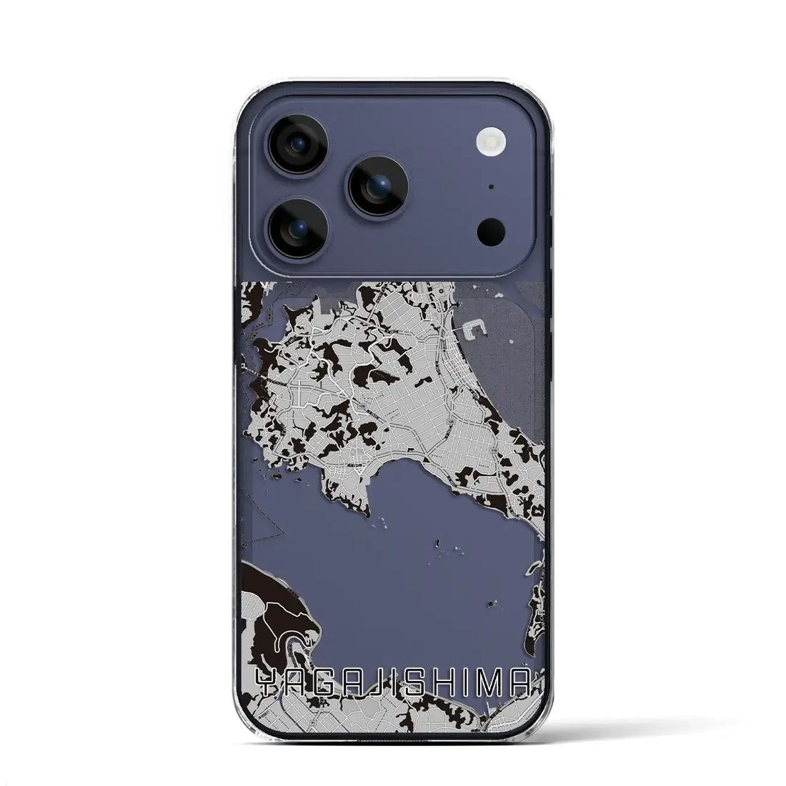 【屋我地島（沖縄県）】地図柄iPhoneケース（クリアタイプ）モノトーン・iPhone 17 Pro Max 用
