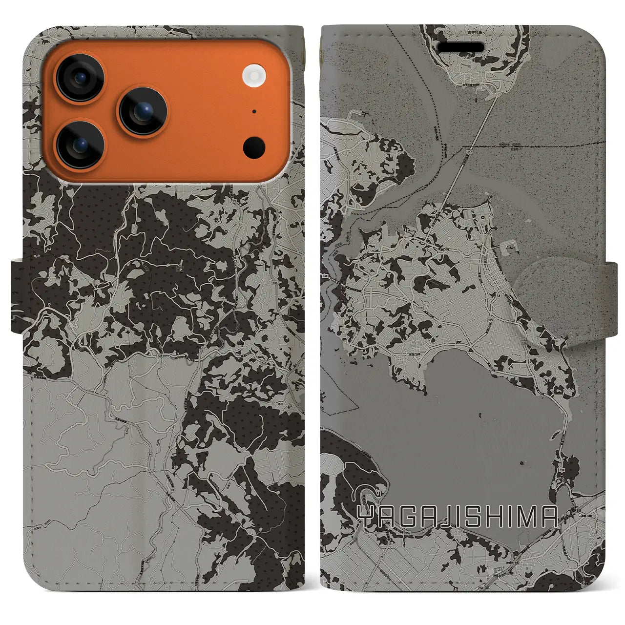 【屋我地島（沖縄県）】地図柄iPhoneケース（手帳タイプ）