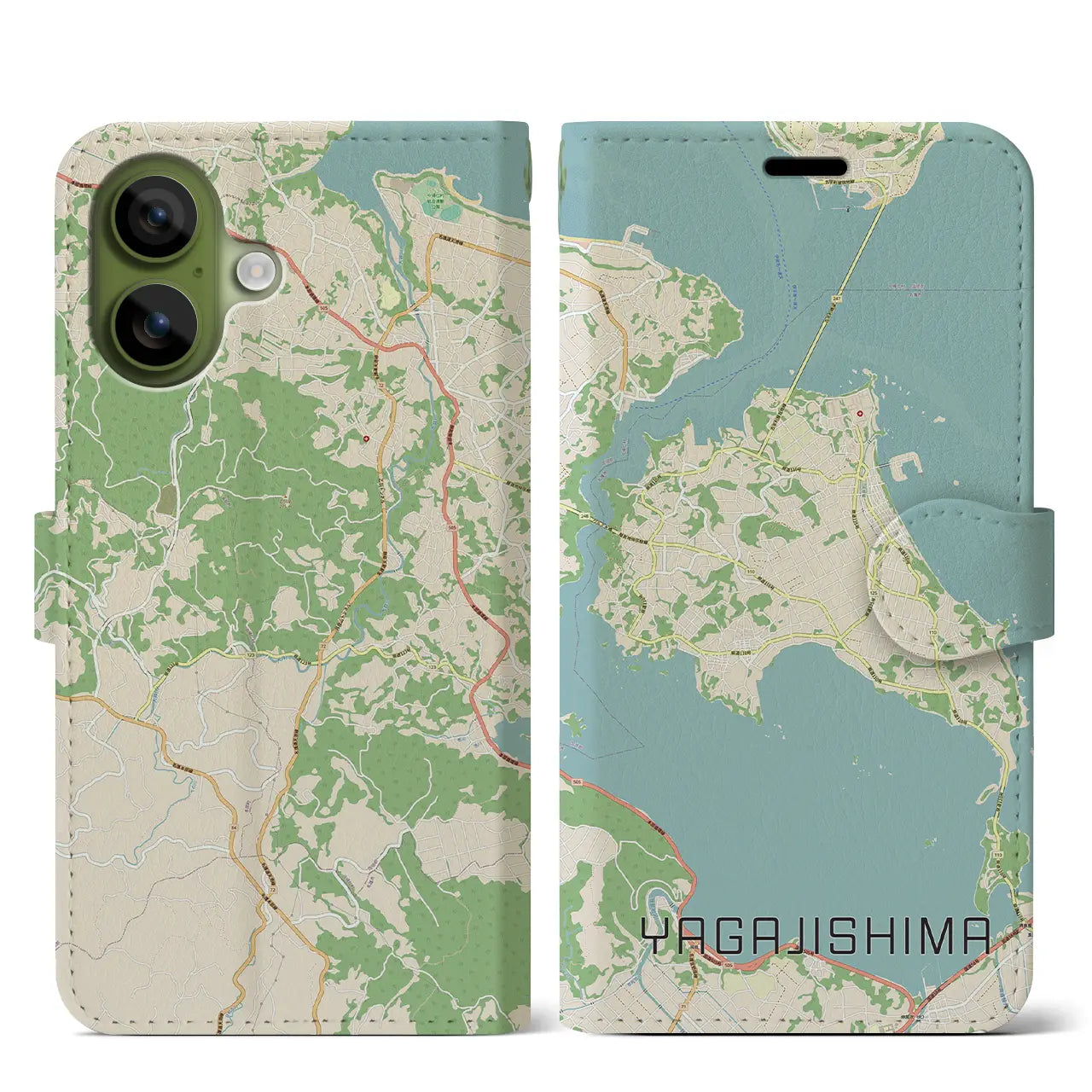 【屋我地島（沖縄県）】地図柄iPhoneケース（手帳タイプ）モノトーン・iPhone 17 Pro Max 用