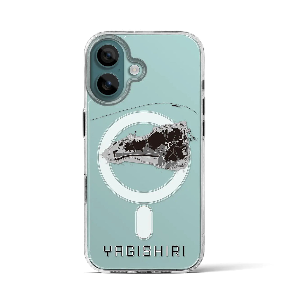 【焼尻（北海道）】地図柄iPhoneケース（MagSafeタイプ）モノトーン・iPhone 16 Pro 用