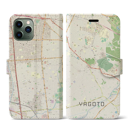 【八事（愛知県）】地図柄iPhoneケース（手帳タイプ）ナチュラル・iPhone 11 Pro 用