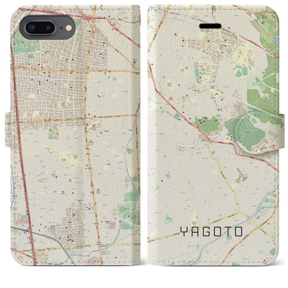 【八事（愛知県）】地図柄iPhoneケース（手帳タイプ）ナチュラル・iPhone 8Plus /7Plus / 6sPlus / 6Plus 用