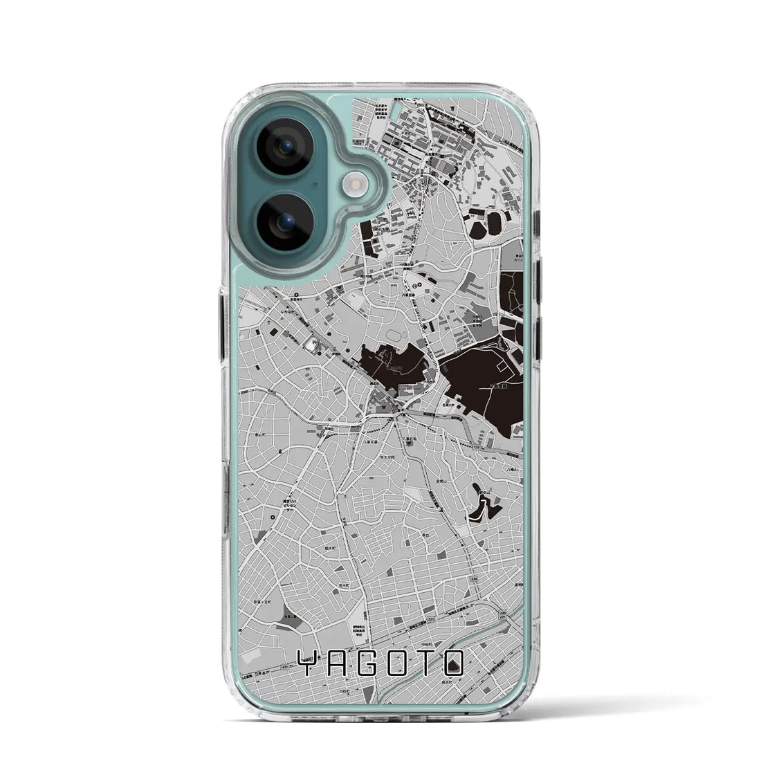 【八事(愛知県)】地図柄iPhoneケース(MagSafeタイプ)モノトーン・iPhone 16 Pro 用