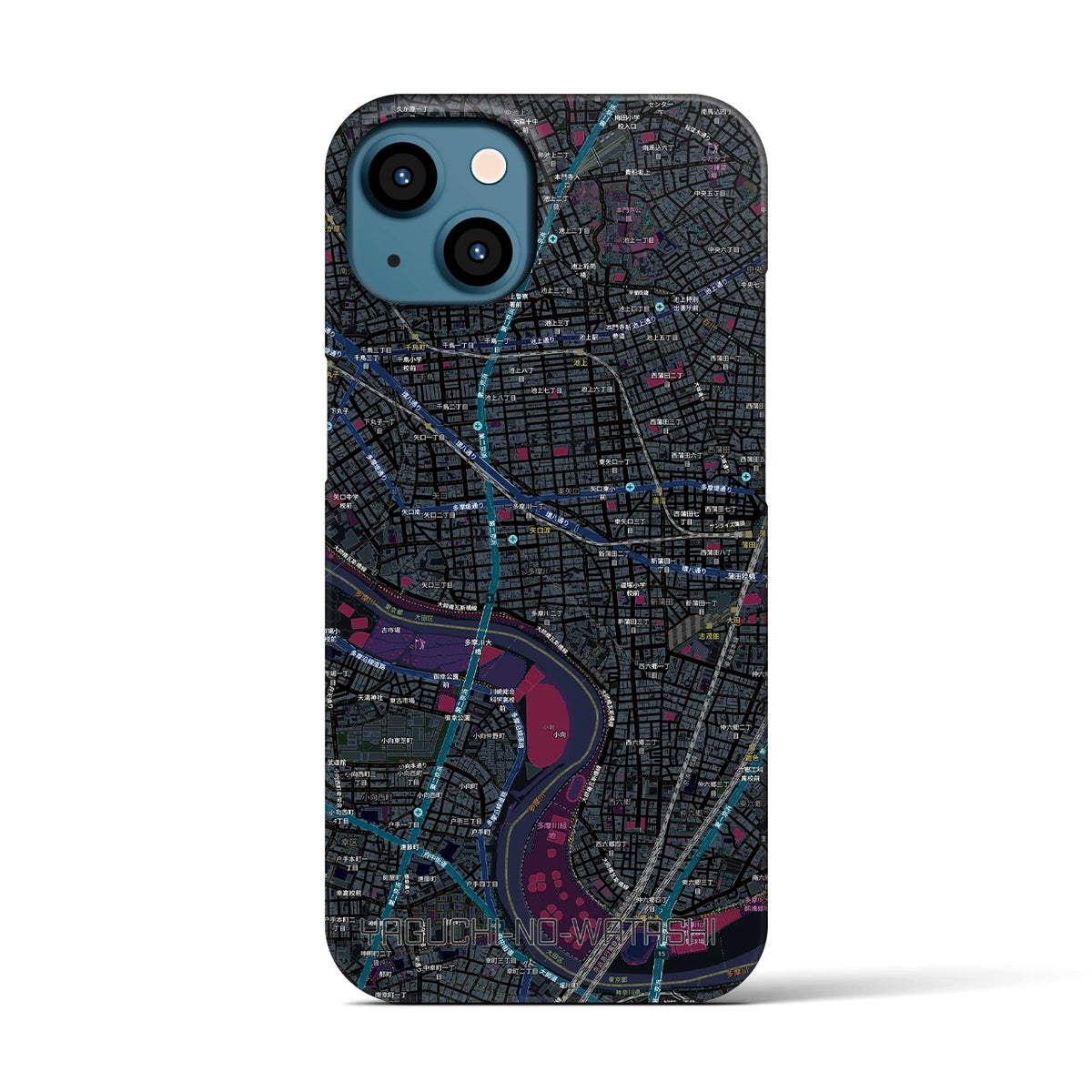 【矢口渡（東京都）】地図柄iPhoneケース（バックカバータイプ）