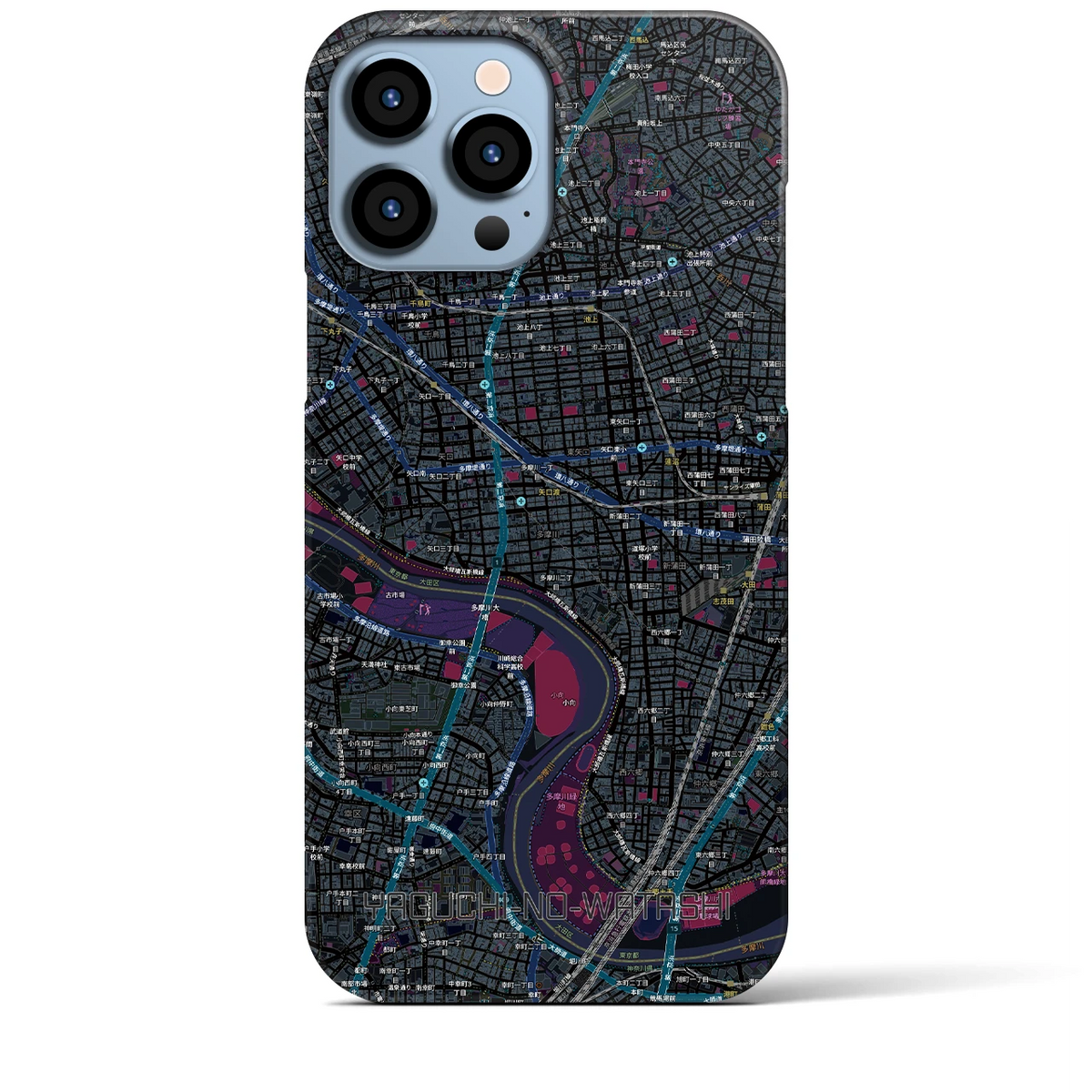 【矢口渡（東京都）】地図柄iPhoneケース（バックカバータイプ）
