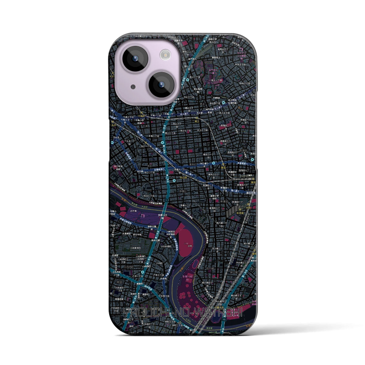 【矢口渡（東京都）】地図柄iPhoneケース（バックカバータイプ）