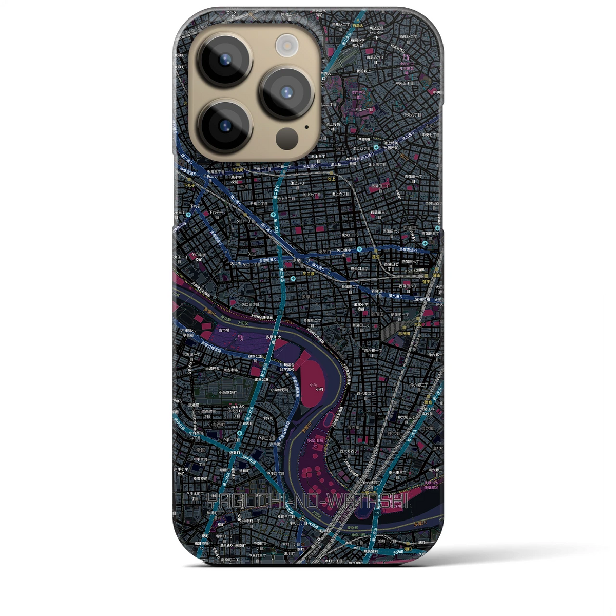 【矢口渡（東京都）】地図柄iPhoneケース（バックカバータイプ）