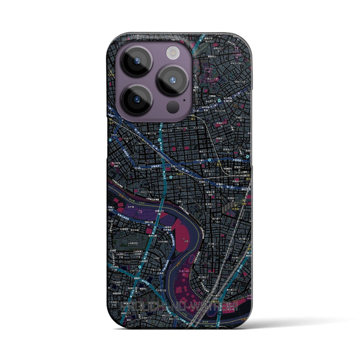 【矢口渡（東京都）】地図柄iPhoneケース（バックカバータイプ）