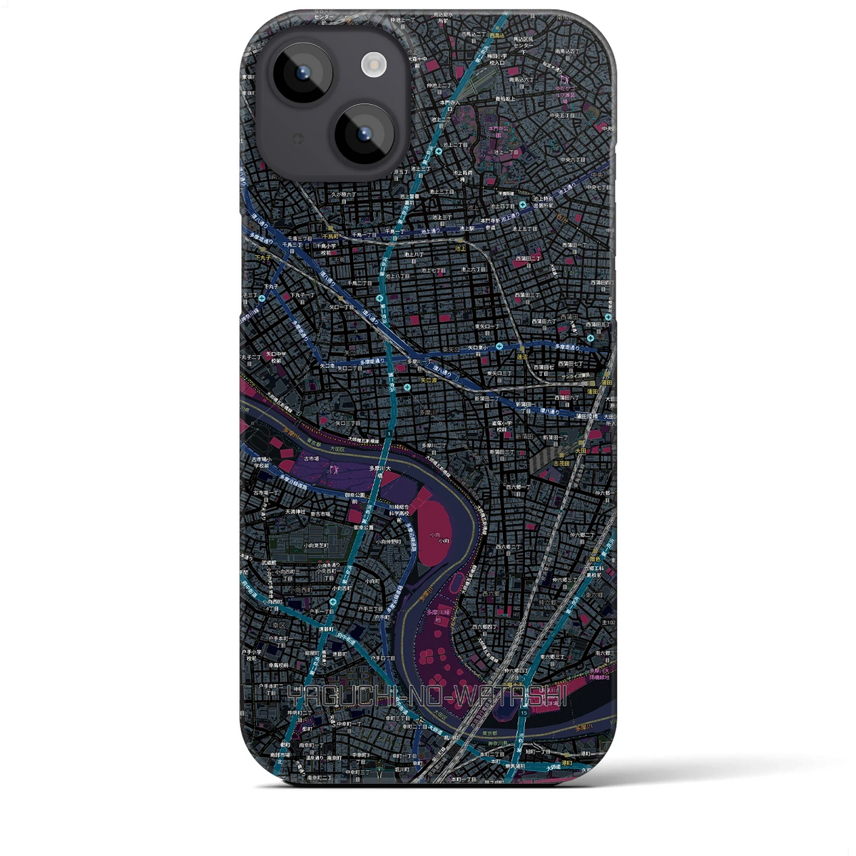 【矢口渡（東京都）】地図柄iPhoneケース（バックカバータイプ）