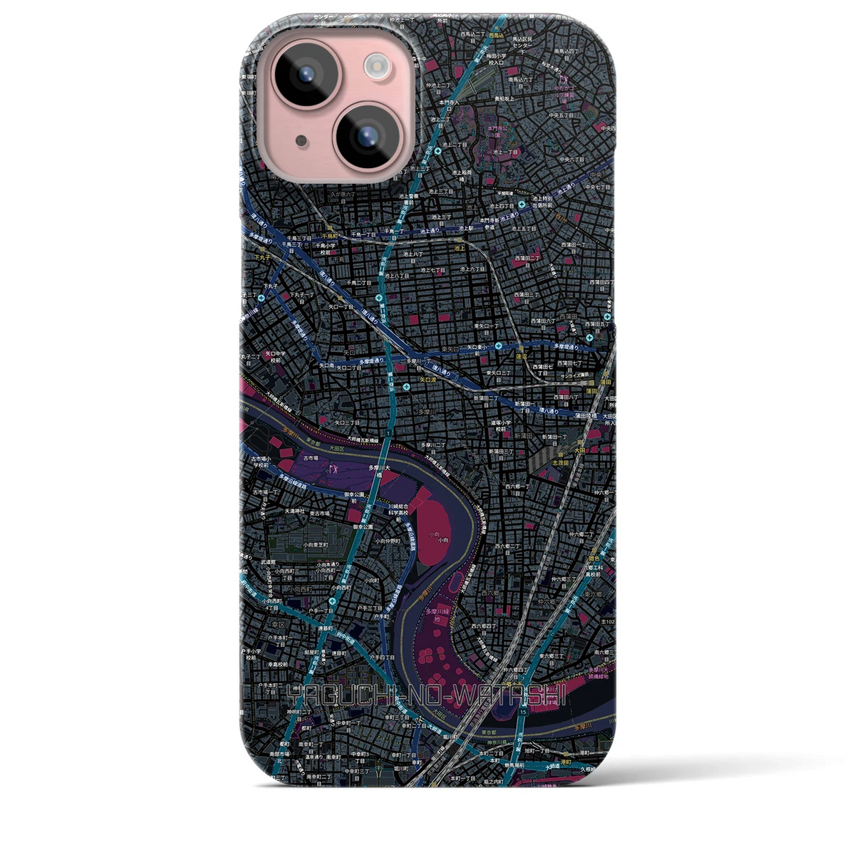 【矢口渡（東京都）】地図柄iPhoneケース（バックカバータイプ）