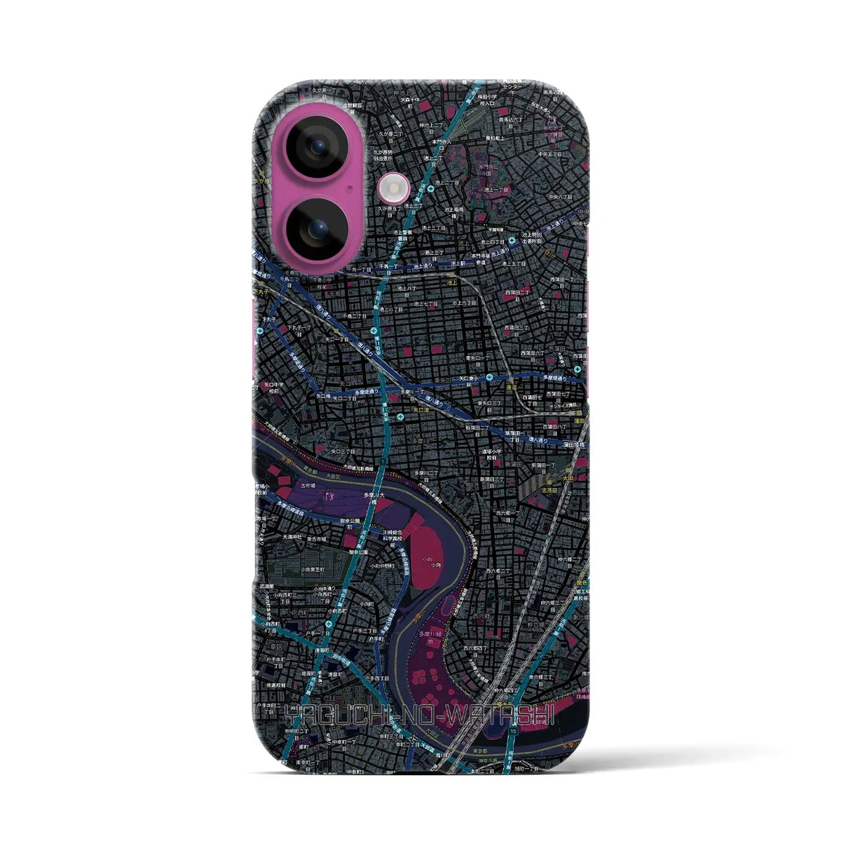 【矢口渡（東京都）】地図柄iPhoneケース（バックカバータイプ）
