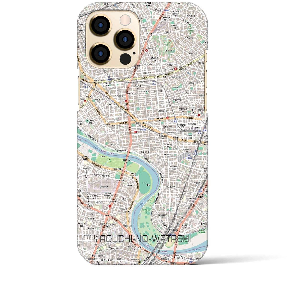 【矢口渡（東京都）】地図柄iPhoneケース（バックカバータイプ）