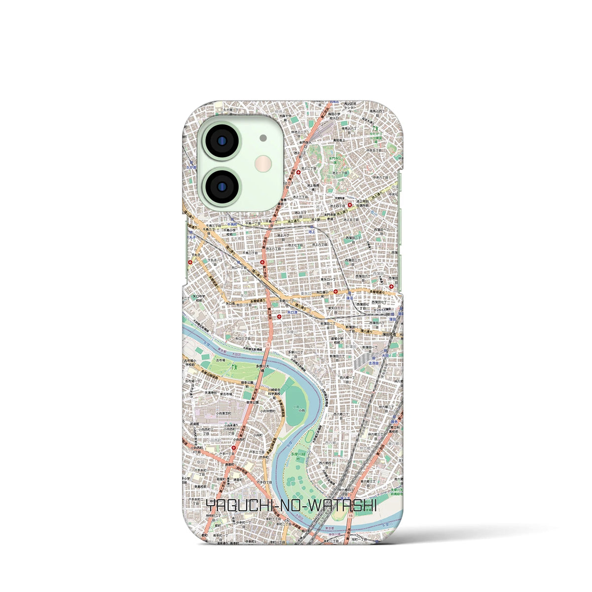 【矢口渡（東京都）】地図柄iPhoneケース（バックカバータイプ）