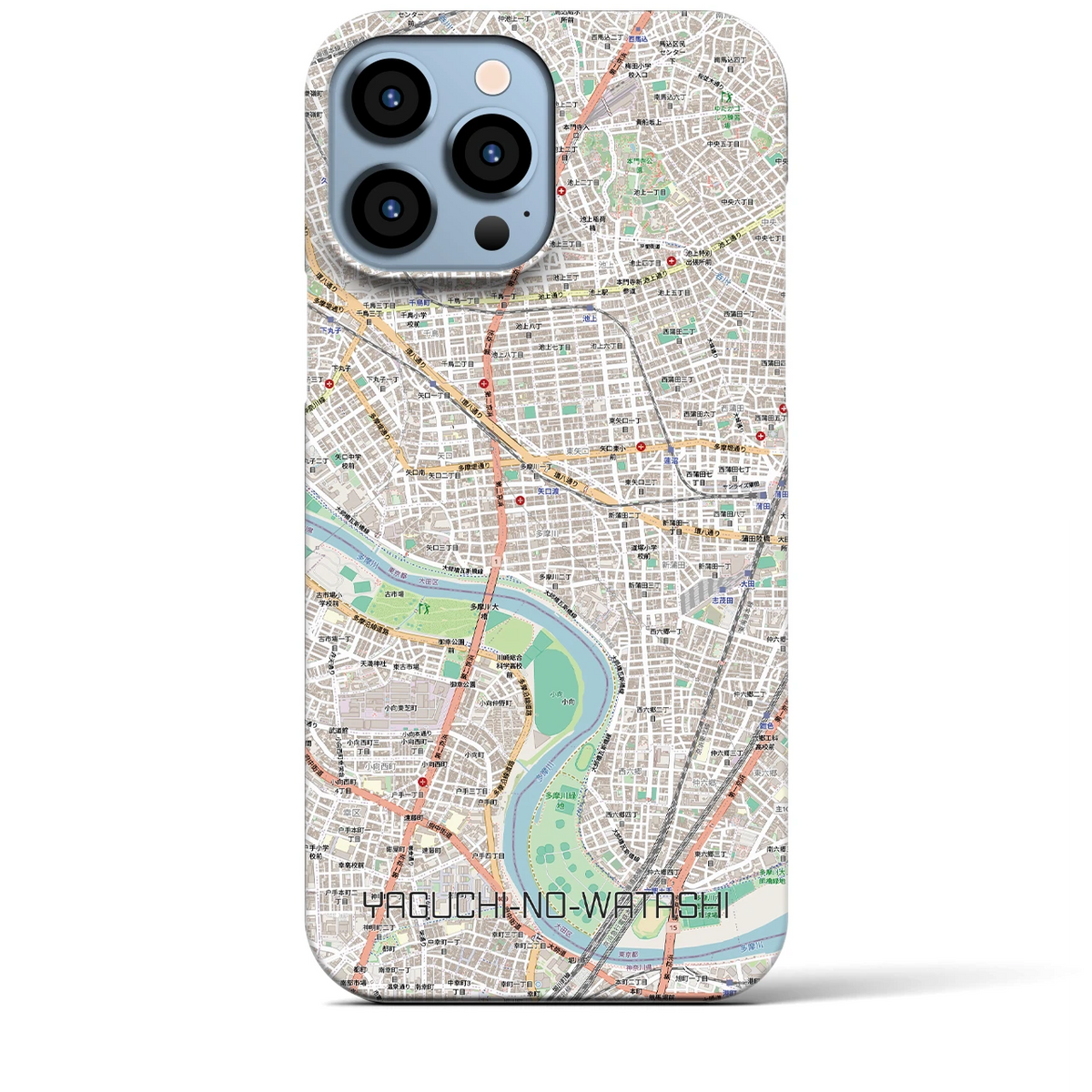 【矢口渡（東京都）】地図柄iPhoneケース（バックカバータイプ）