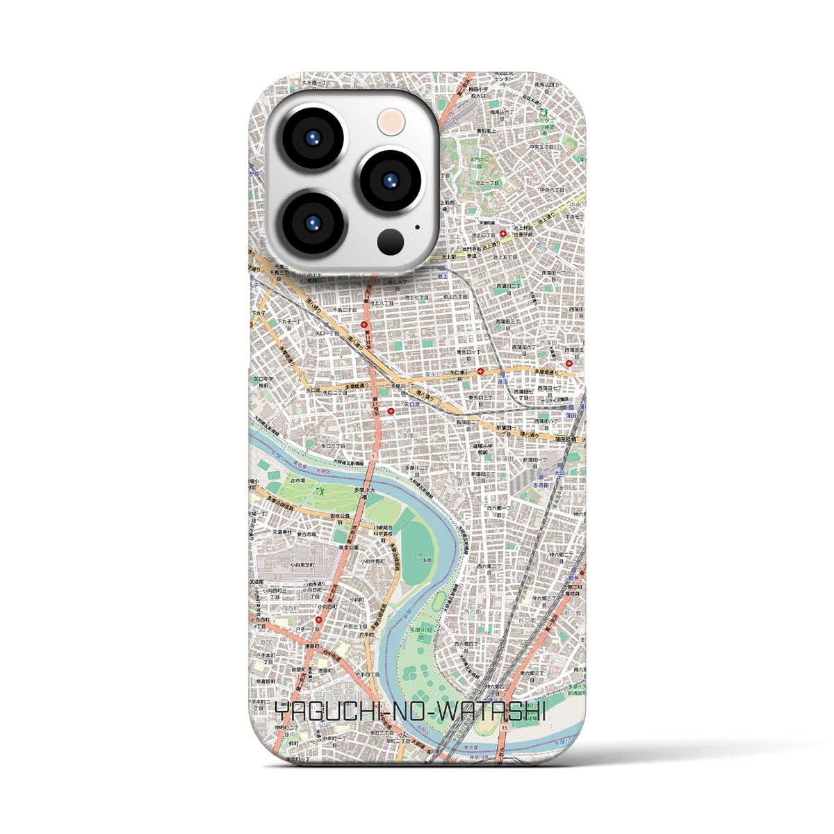 【矢口渡（東京都）】地図柄iPhoneケース（バックカバータイプ）