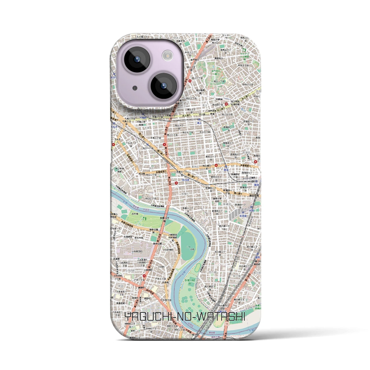 【矢口渡（東京都）】地図柄iPhoneケース（バックカバータイプ）