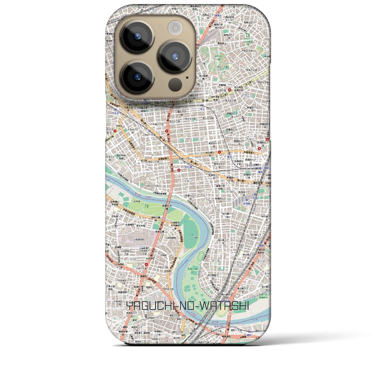 【矢口渡（東京都）】地図柄iPhoneケース（バックカバータイプ）