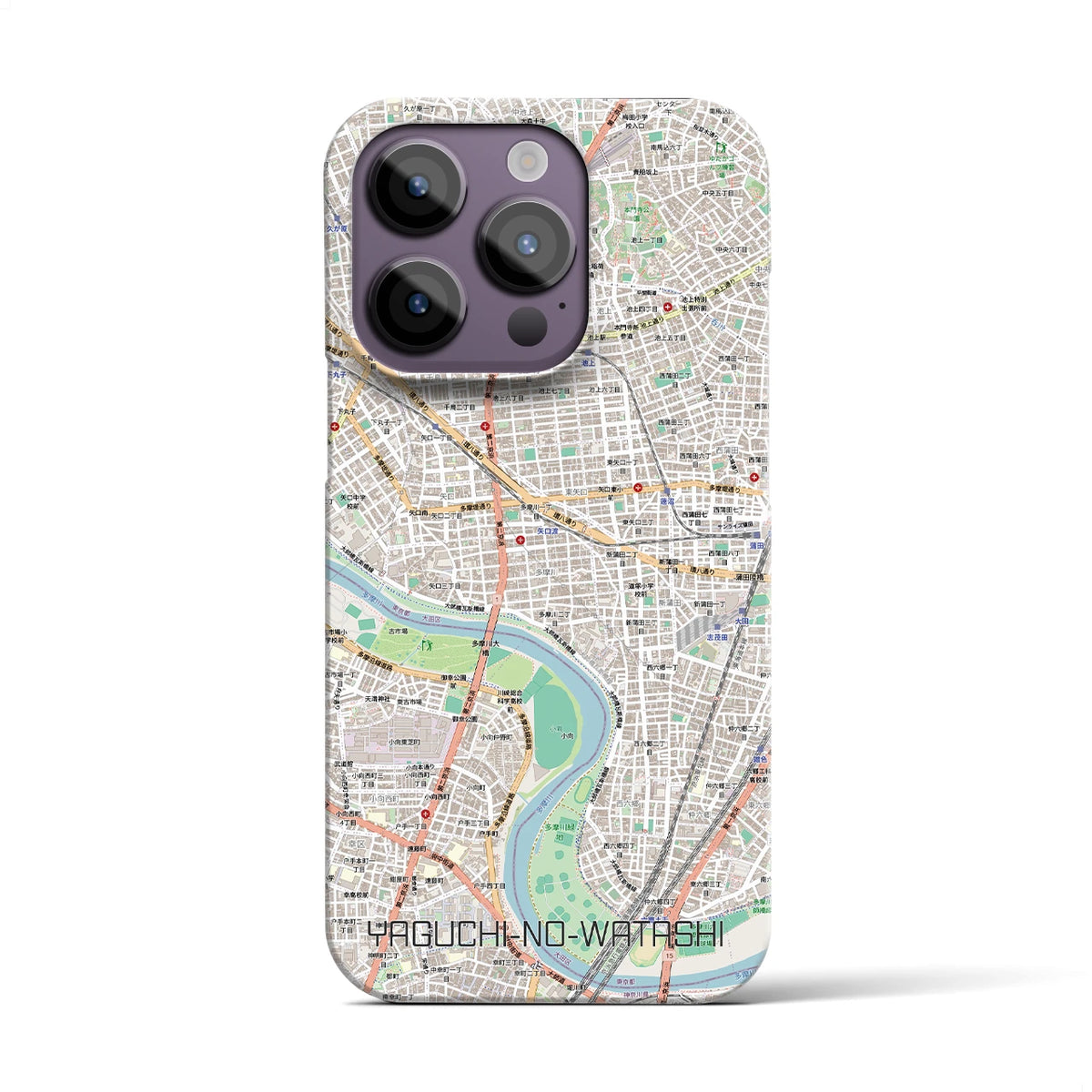 【矢口渡（東京都）】地図柄iPhoneケース（バックカバータイプ）