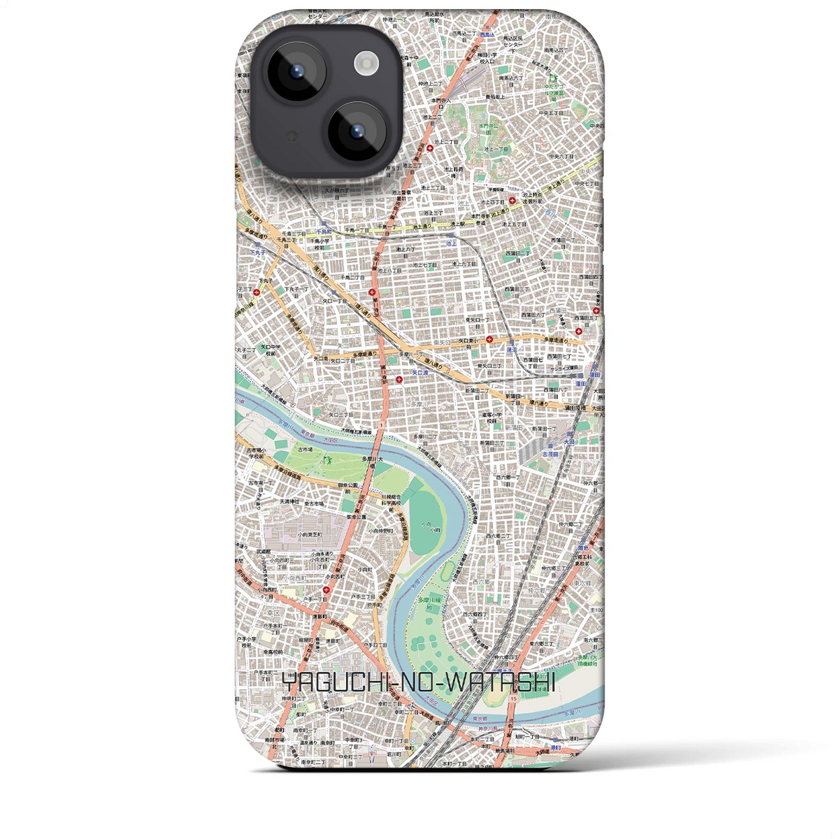 【矢口渡（東京都）】地図柄iPhoneケース（バックカバータイプ）