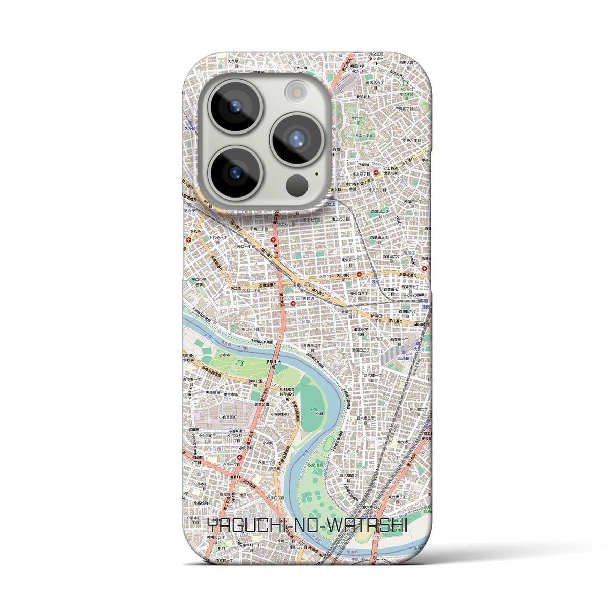 【矢口渡（東京都）】地図柄iPhoneケース（バックカバータイプ）