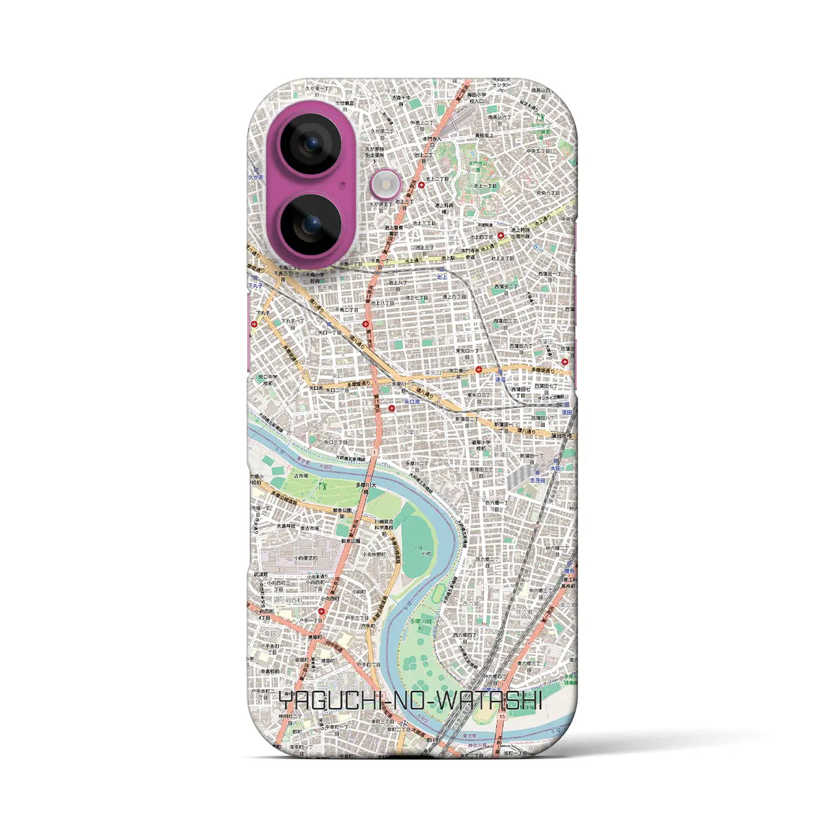【矢口渡（東京都）】地図柄iPhoneケース（バックカバータイプ）