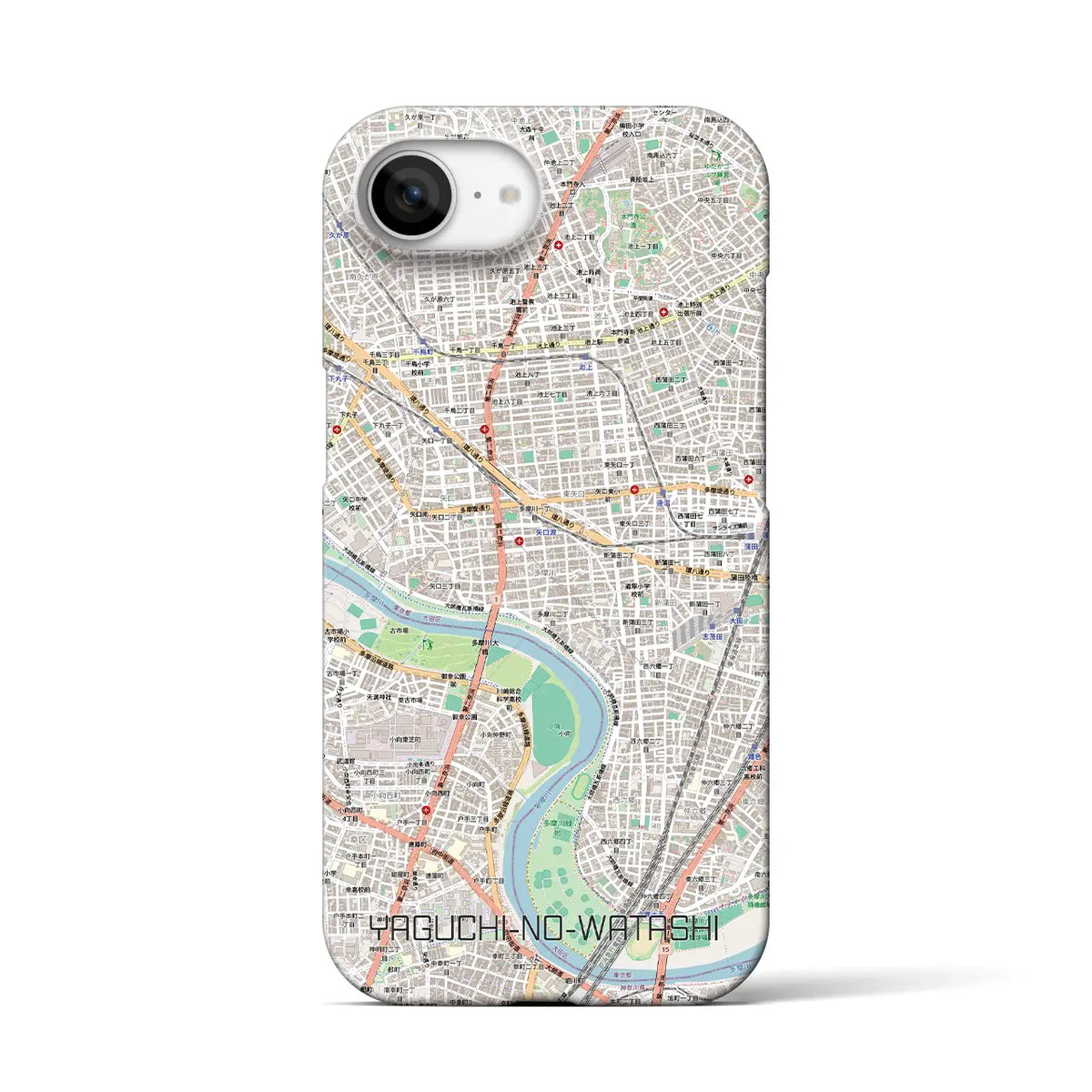 【矢口渡（東京都）】地図柄iPhoneケース（バックカバータイプ）
