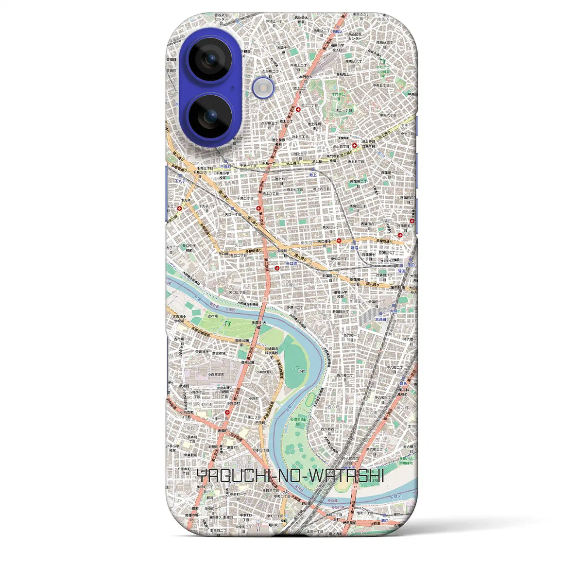 【矢口渡（東京都）】地図柄iPhoneケース（バックカバータイプ）