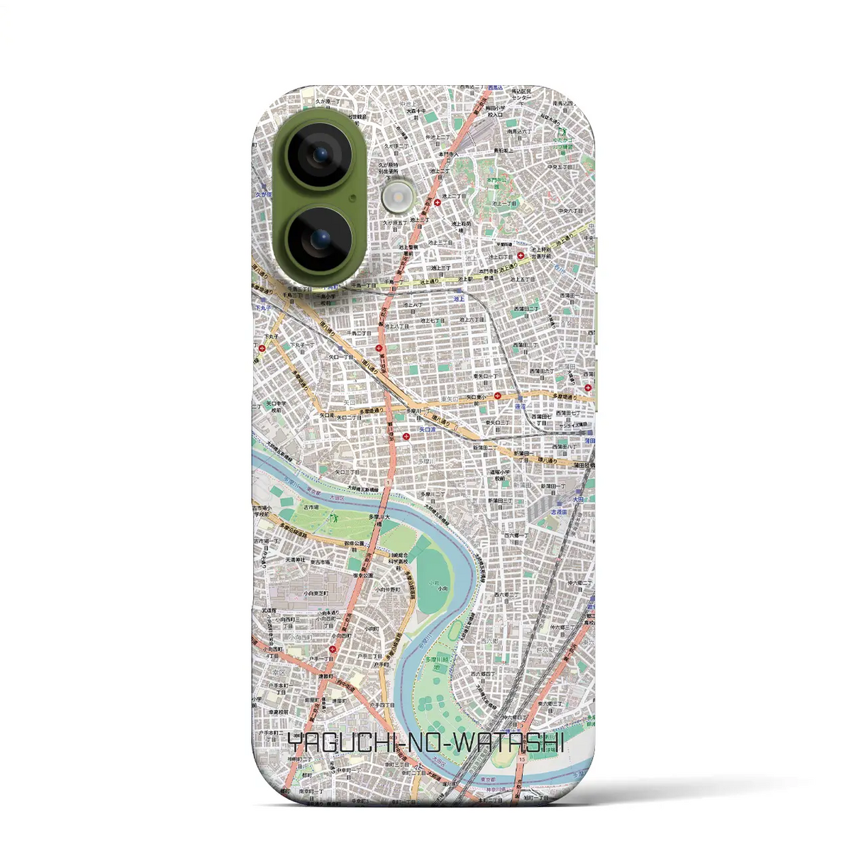 【矢口渡（東京都）】地図柄iPhoneケース（バックカバータイプ）