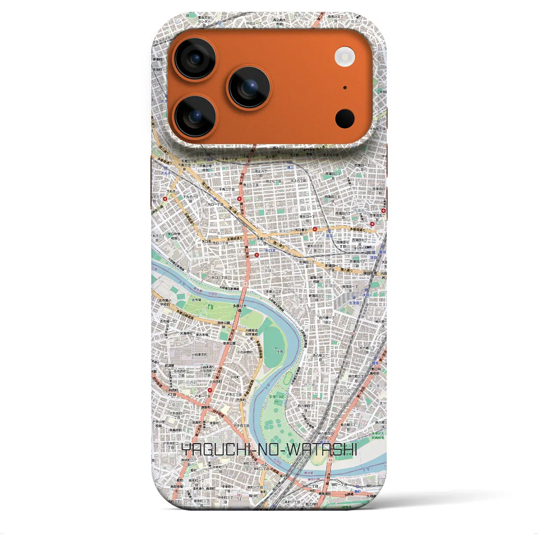 【矢口渡（東京都）】地図柄iPhoneケース（バックカバータイプ）ナチュラル・iPhone 17 Pro Max 用
