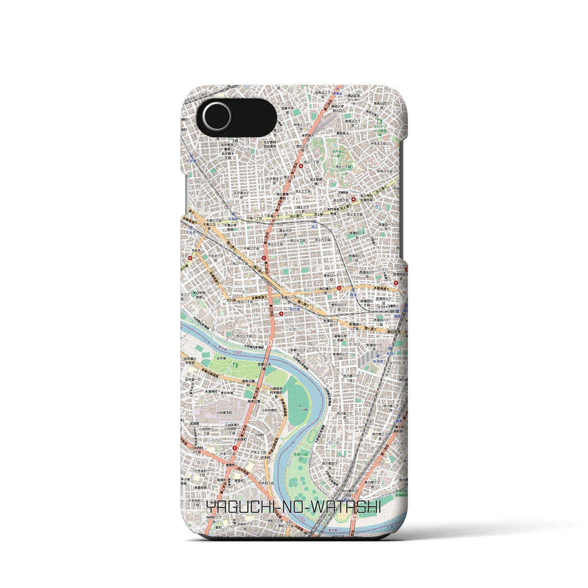 【矢口渡（東京都）】地図柄iPhoneケース（バックカバータイプ）
