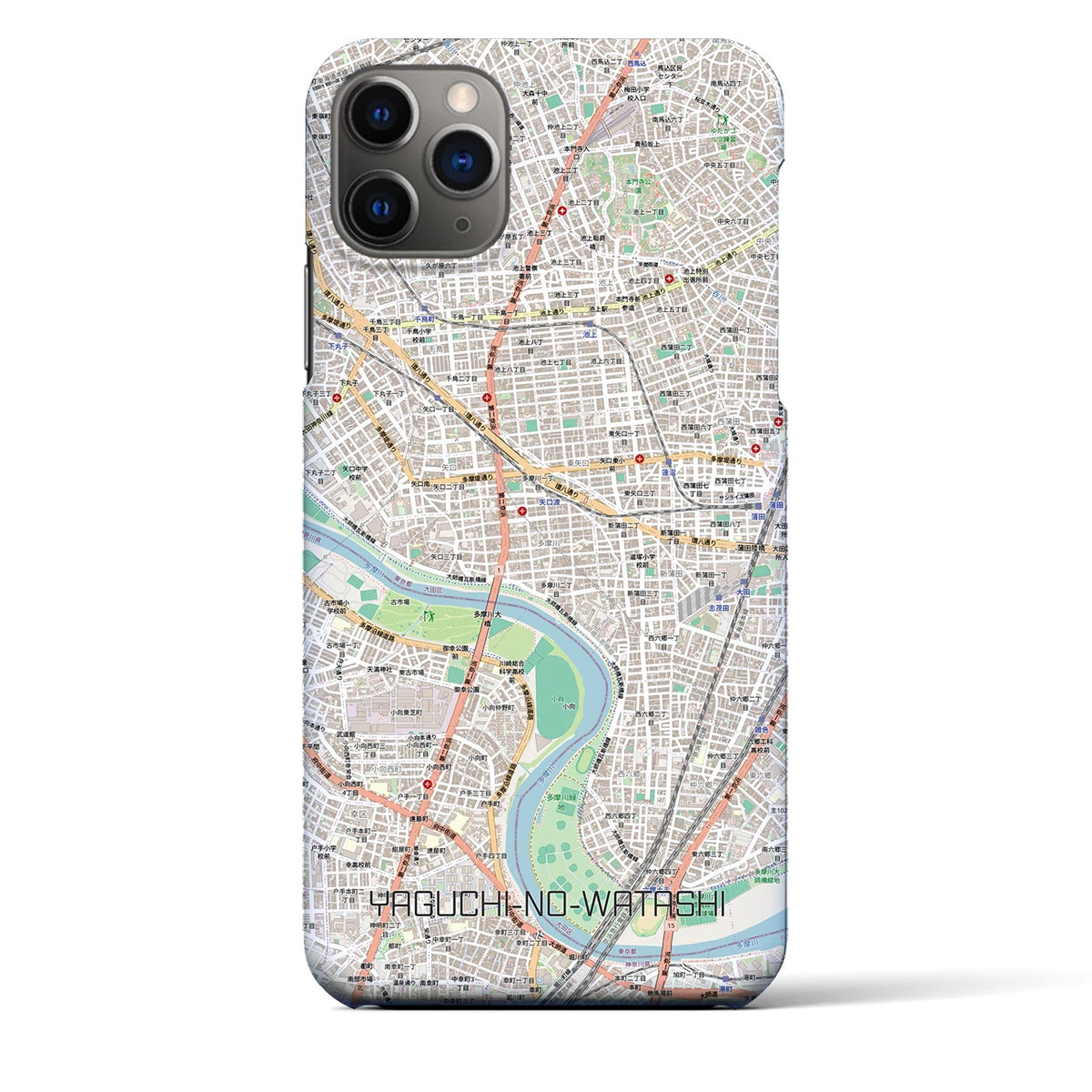 【矢口渡（東京都）】地図柄iPhoneケース（バックカバータイプ）