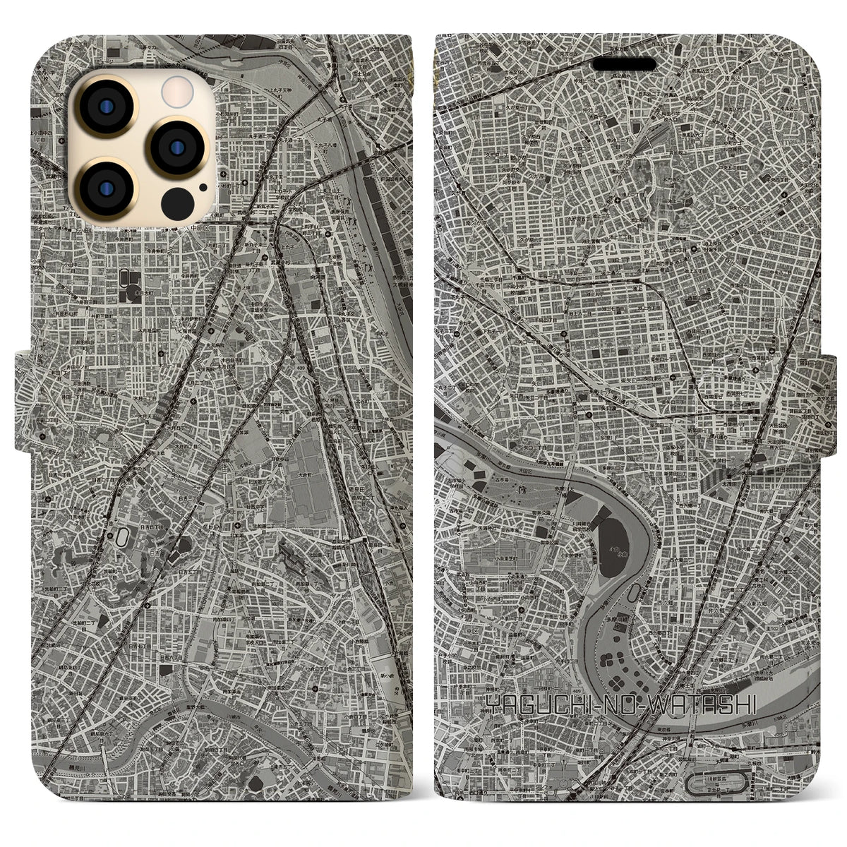 【矢口渡（東京都）】地図柄iPhoneケース（手帳タイプ）