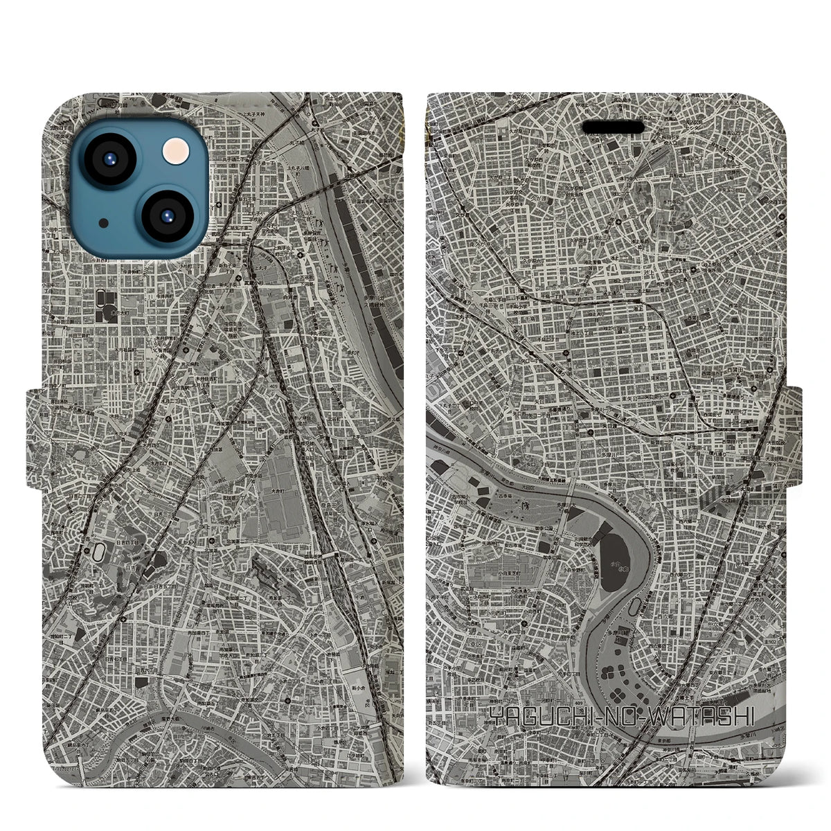 【矢口渡（東京都）】地図柄iPhoneケース（手帳タイプ）