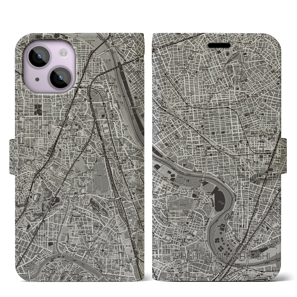 【矢口渡（東京都）】地図柄iPhoneケース（手帳タイプ）