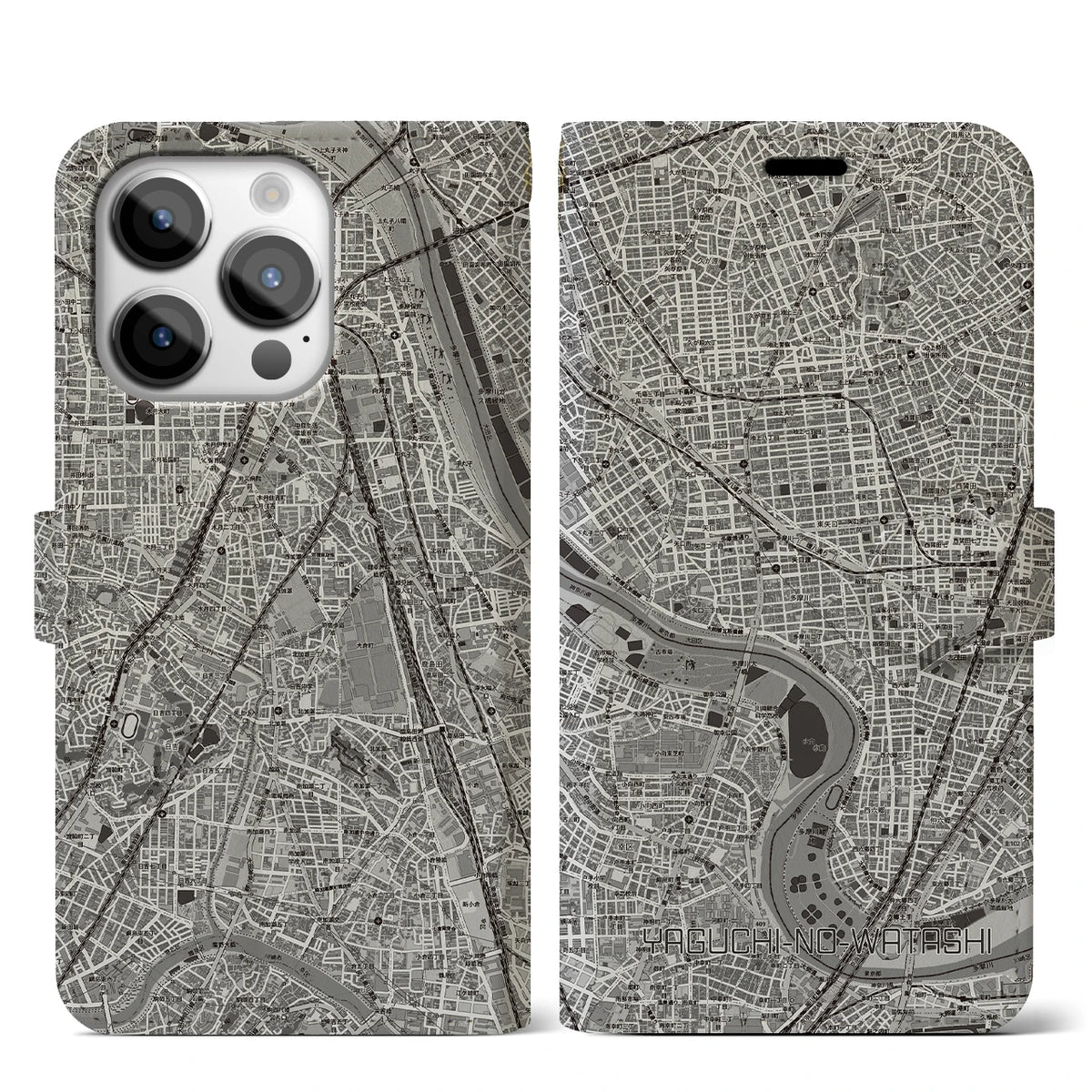 【矢口渡（東京都）】地図柄iPhoneケース（手帳タイプ）