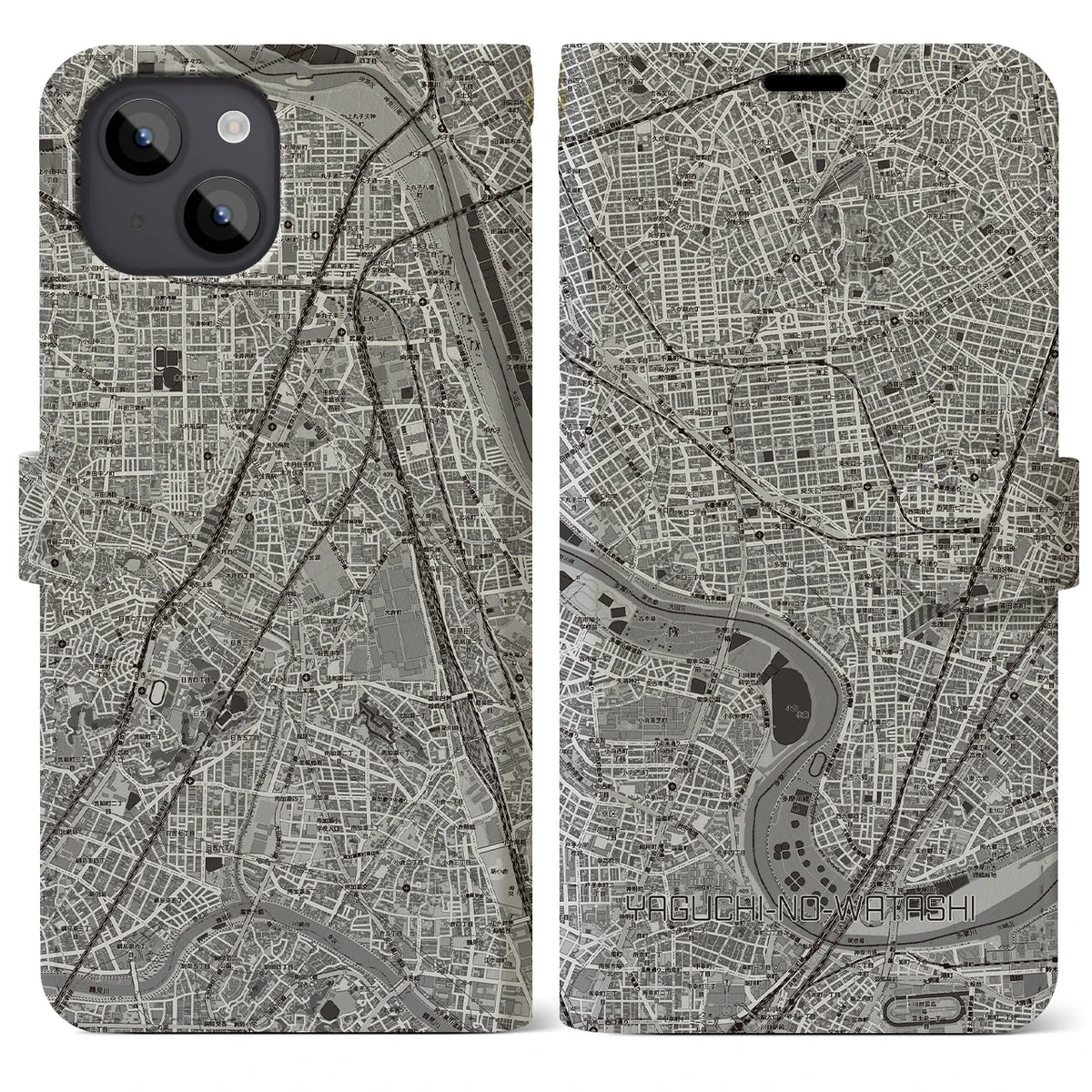 【矢口渡（東京都）】地図柄iPhoneケース（手帳タイプ）