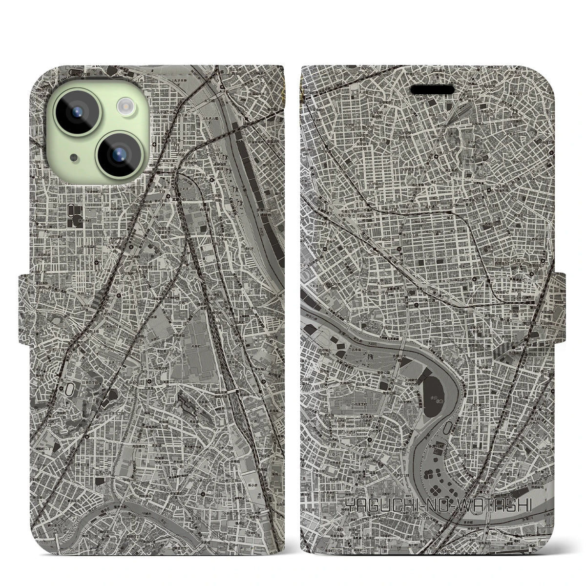 【矢口渡（東京都）】地図柄iPhoneケース（手帳タイプ）
