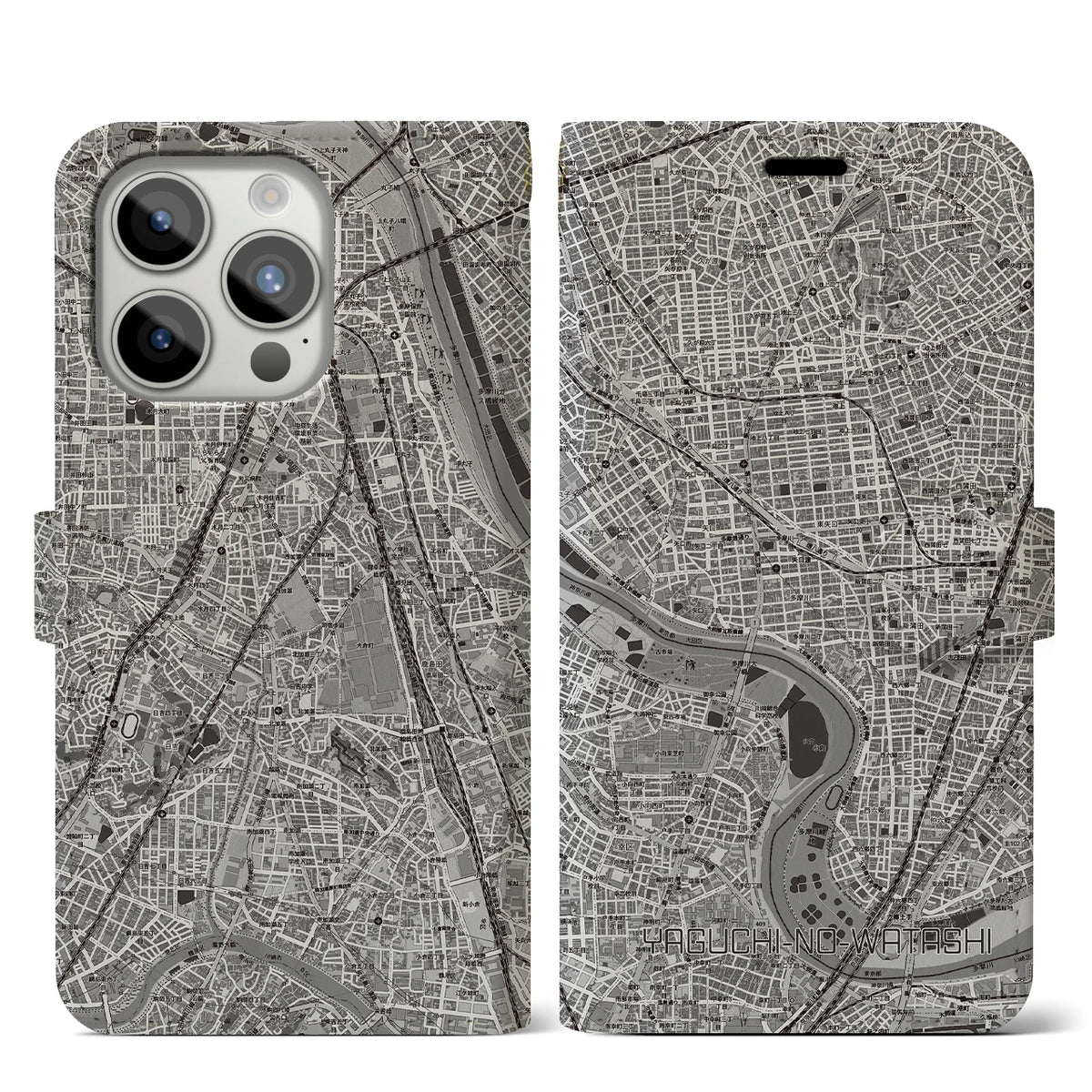 【矢口渡（東京都）】地図柄iPhoneケース（手帳タイプ）