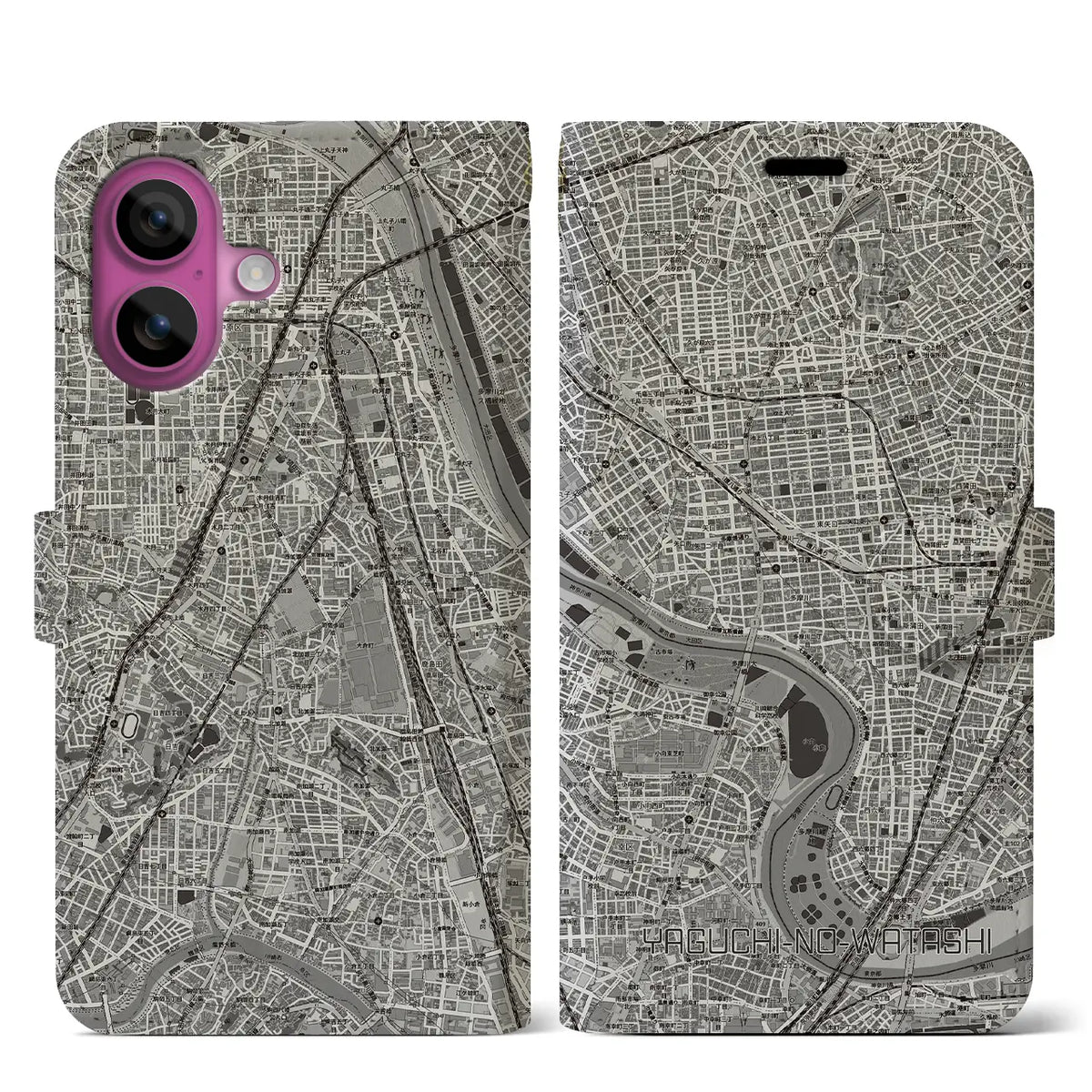 【矢口渡（東京都）】地図柄iPhoneケース（手帳タイプ）