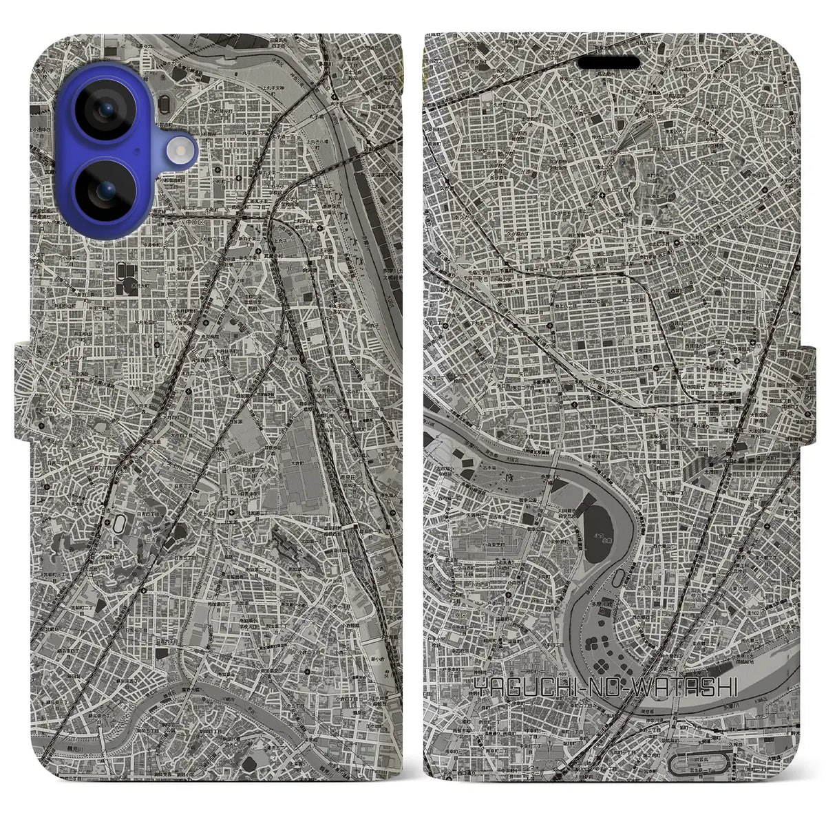 【矢口渡（東京都）】地図柄iPhoneケース（手帳タイプ）