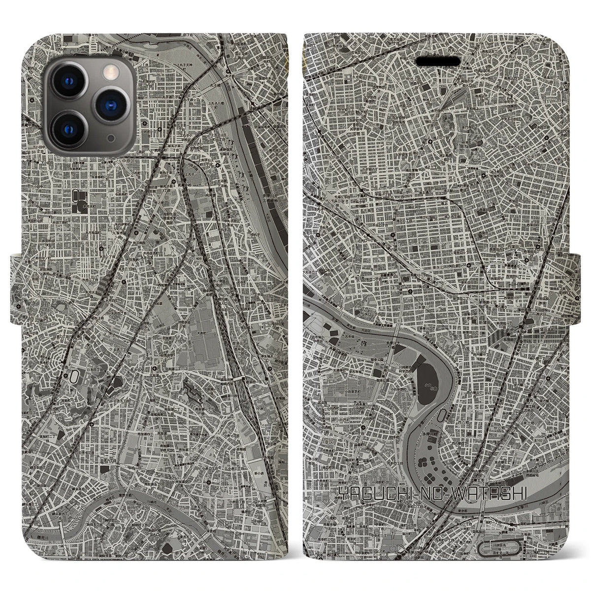 【矢口渡（東京都）】地図柄iPhoneケース（手帳タイプ）