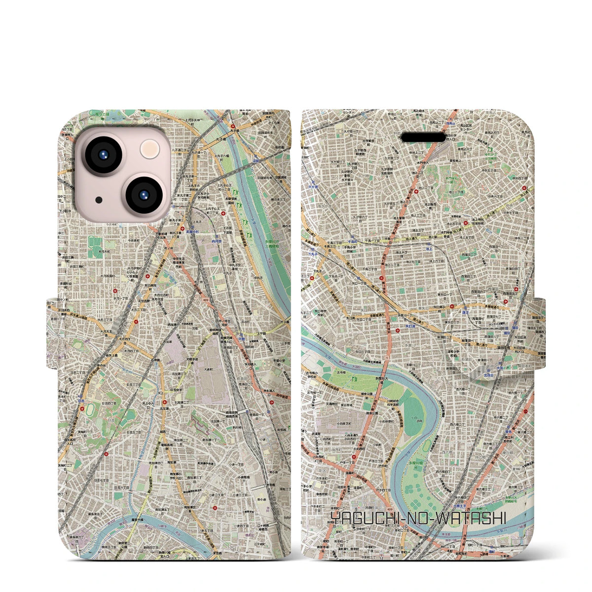 【矢口渡（東京都）】地図柄iPhoneケース（手帳タイプ）