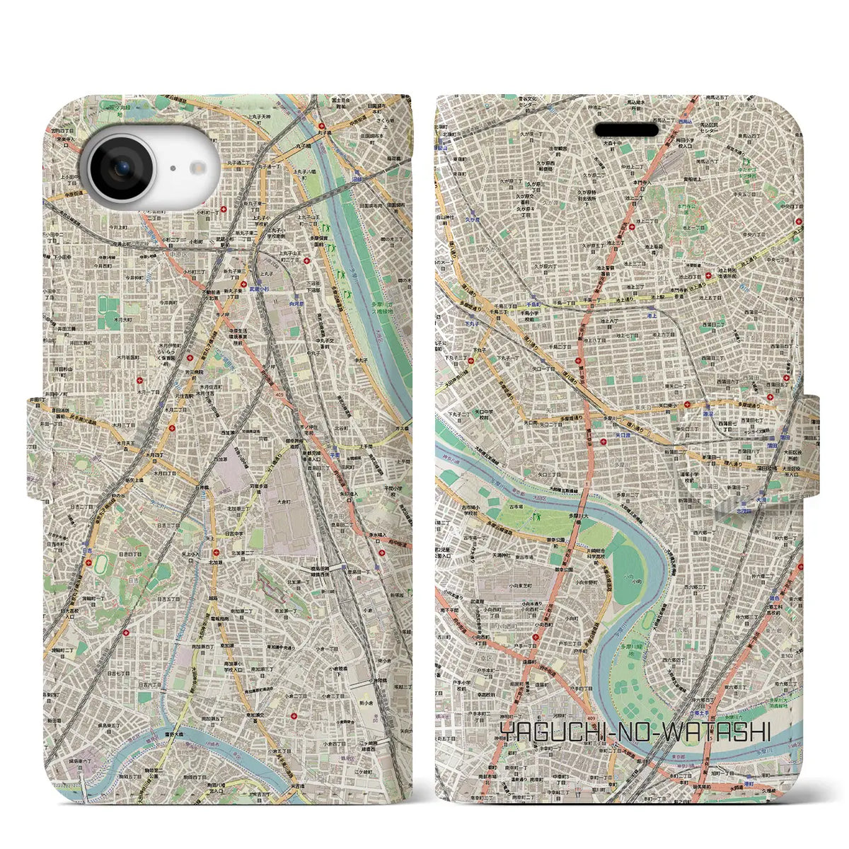 【矢口渡（東京都）】地図柄iPhoneケース（手帳タイプ）