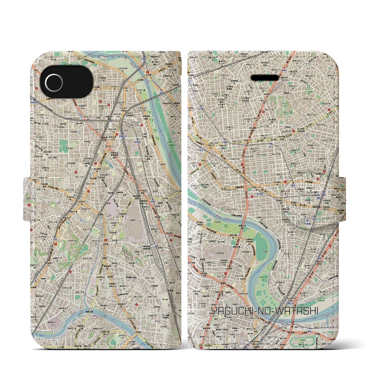 【矢口渡（東京都）】地図柄iPhoneケース（手帳タイプ）